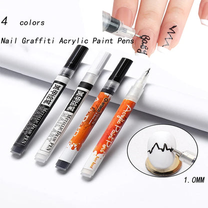 Ultra Thin Curve Manicure Felt Pen 4pcs