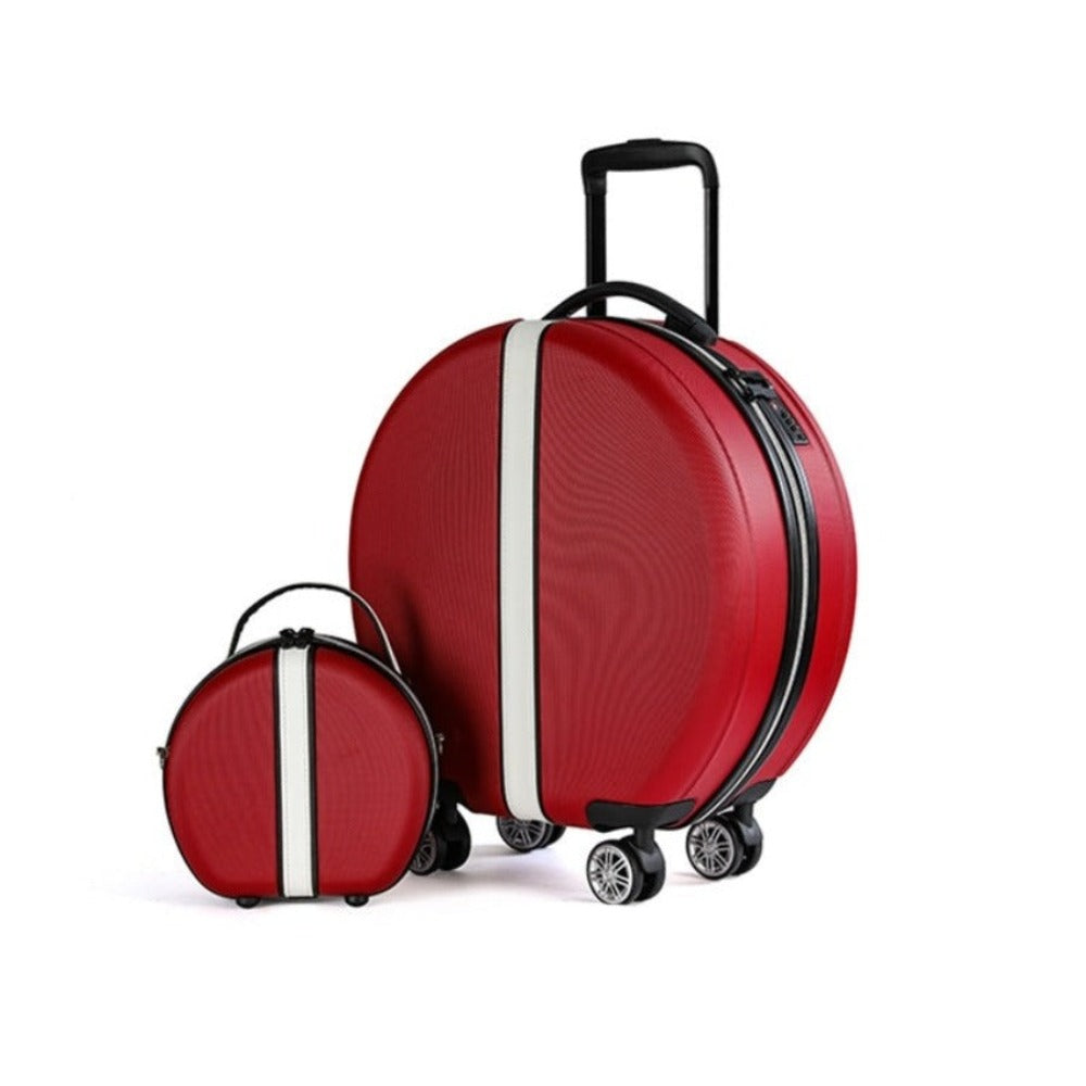 Travel Round Suitcase Trolley on wheels with Shoulder Bag Set