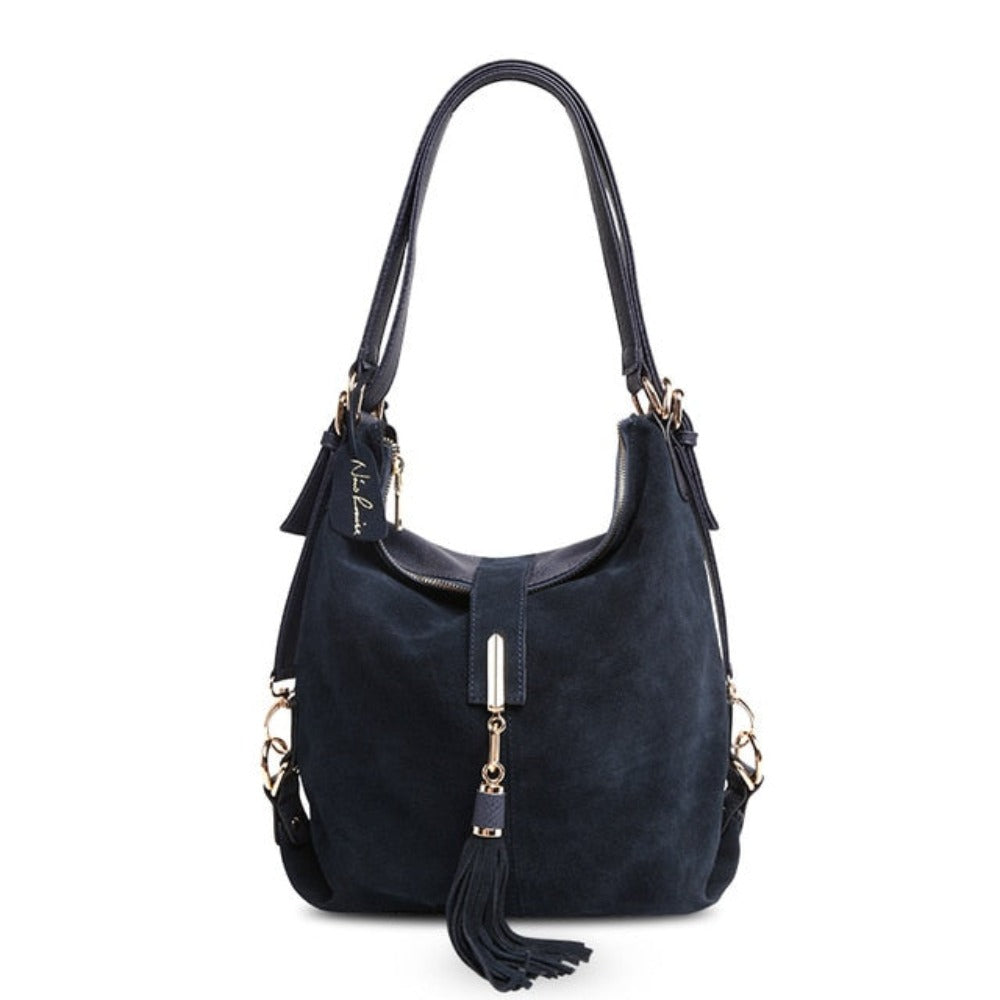 Real Suede Leather Shoulder Bag Leisure Convertible Handbag Purse